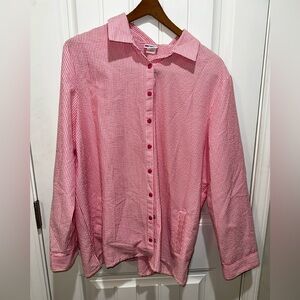 Pink and White Striped Snap Button Shirt